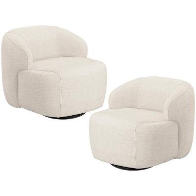 Kit 2 Poltronas Decorativas Giratórias Barolo L06 Linho Mescla Cinza Lyam Decor