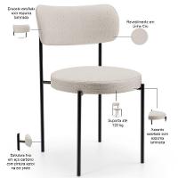 Mesa Valência Com 06 Cadeiras Para Sala De Jantar Louise L02 Linho Cru - Lyam Decor