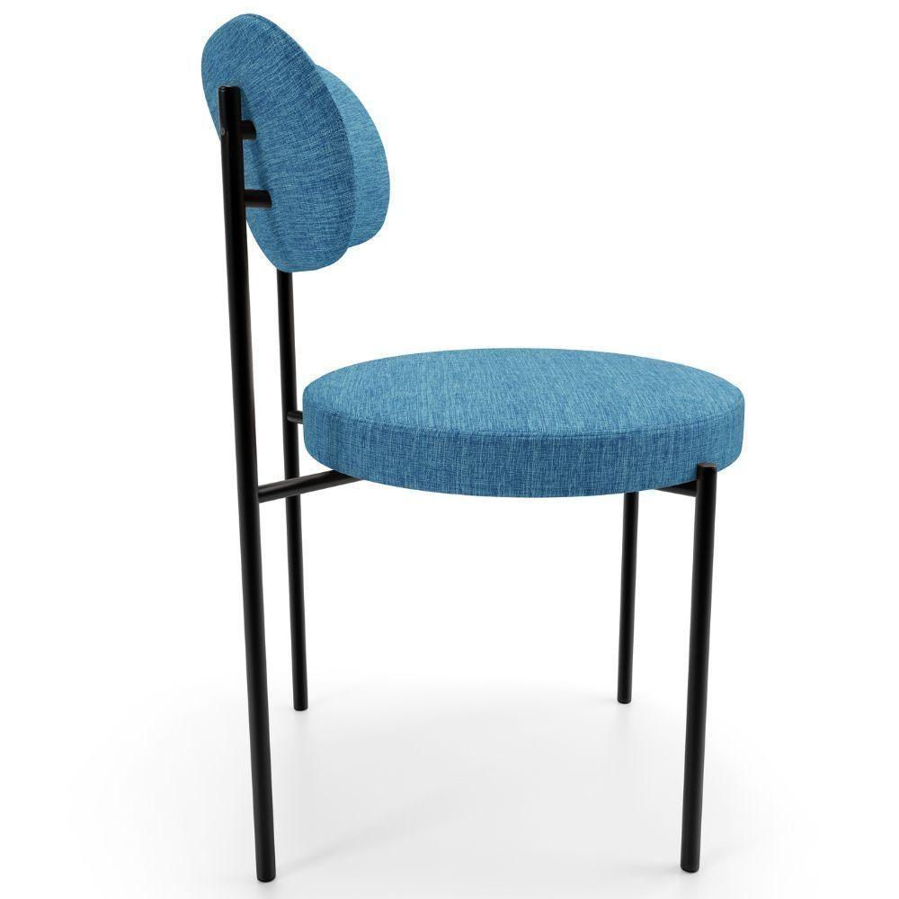 Mesa Valência Com 06 Cadeiras Para Sala De Jantar Louise L02 Linho Azul - Lyam Decor - 10