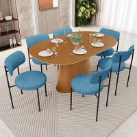 Mesa Valência Com 06 Cadeiras Para Sala De Jantar Louise L02 Linho Azul - Lyam Decor - 2