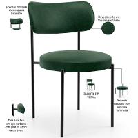 Mesa Valência Com 06 Cadeiras Para Sala De Jantar Louise L02 Couríssimo Verde - Lyam Decor