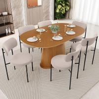 Mesa Valência Com 06 Cadeiras Para Sala De Jantar Louise L02 Suede Bege - Lyam Decor - 2