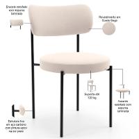 Mesa Valência Com 06 Cadeiras Para Sala De Jantar Louise L02 Suede Bege - Lyam Decor