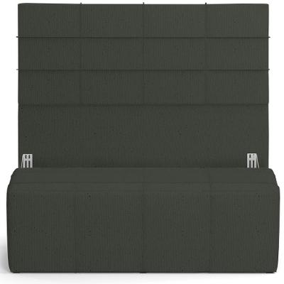 Kit Cabeceira Cama Box Casal 140cm Com Calçadeira Roma W01 Linho Verde Musgo - Lyam