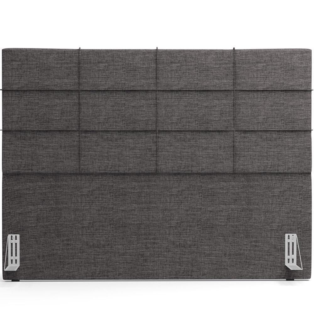 Kit Cabeceira Cama Box Casal 140cm Com Calçadeira Roma W01 Linho Cinza Escuro - Lyam - 9