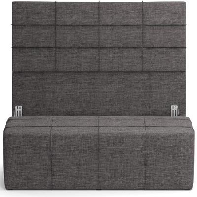 Kit Cabeceira Cama Box Casal 140cm Com Calçadeira Roma W01 Linho Cinza Escuro - Lyam