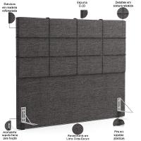 Kit Cabeceira Cama Box Casal 140cm Com Calçadeira Roma W01 Linho Cinza Escuro - Lyam - 5