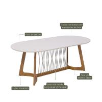 Mesa De Jantar Oval Com Tampo De Vidro Tulipa Natuame Cinamomo E Off White 210cm - 2