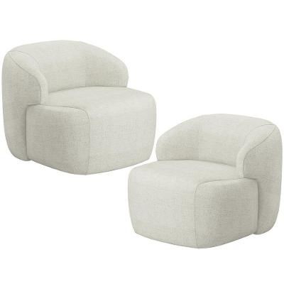 Kit 2 Poltronas Decorativa Fixa Orgânica Barolo L06 Linho Cru Bege Lyam Decor