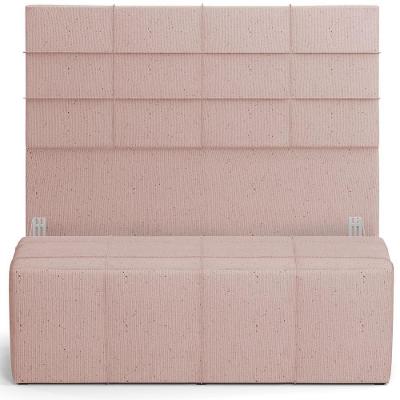 Kit Cabeceira Cama Box Casal 140cm Com Calçadeira Roma W01 Linho Rosê - Lyam