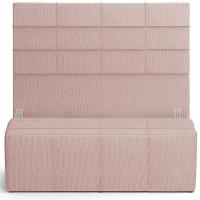 Kit Cabeceira Cama Box Casal 140cm Com Calçadeira Roma W01 Linho Rosê - Lyam - 1