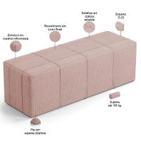 Kit Cabeceira Cama Box Casal 140cm Com Calçadeira Roma W01 Linho Rosê - Lyam - 6