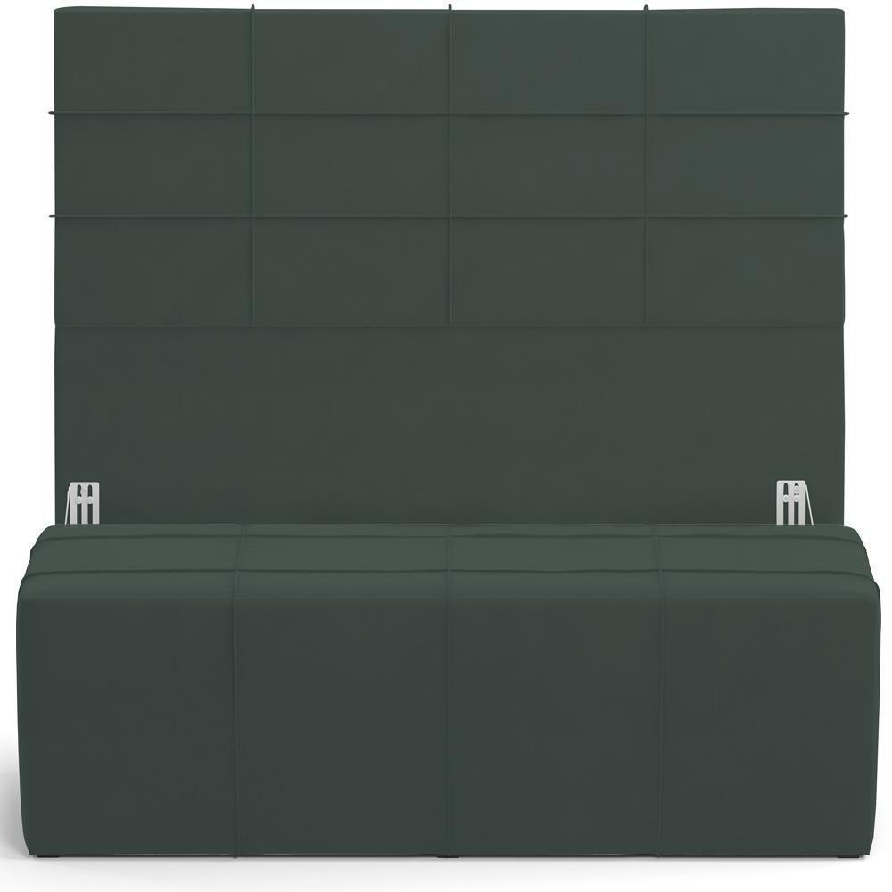Kit Cabeceira Cama Box King 195cm Com Calçadeira Roma W01 Suede Verde Musgo - Lyam - 1