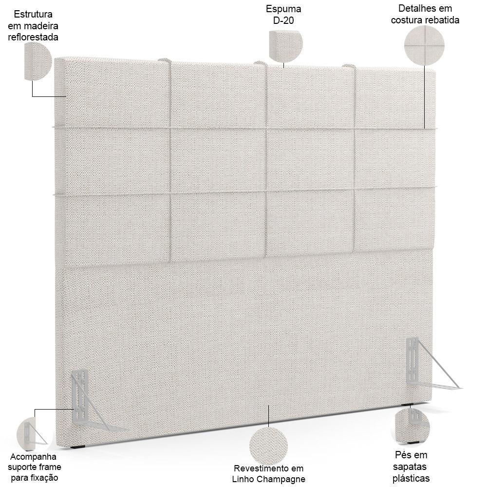 Cabeceira Cama Box Casal 140 Cm Roma W01 Linho Champagne - Lyam - 4