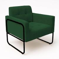 Poltrona Sala Industrial Alta Tubo Preto Kit 2 Elisa Veludo D03 - D'rossi Cor Verde - 6