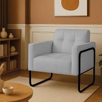 Poltrona Sala Industrial Alta Tubo Preto Elisa Sintético Cinza D03 - D'rossi - 1