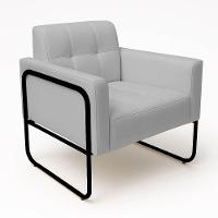 Poltrona Sala Industrial Alta Tubo Preto Elisa Sintético Cinza D03 - D'rossi - 2