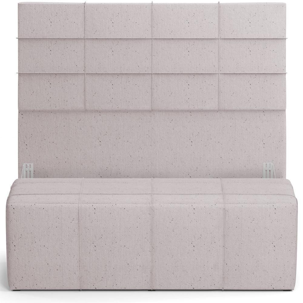 Kit Cabeceira Cama Box Queen 160cm Com Calçadeira Roma W01 Linho Bege - Lyam - 1