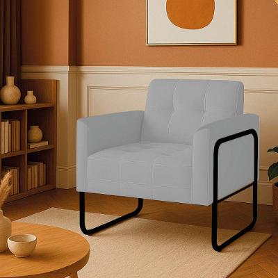 Poltrona Sala Industrial Alta Tubo Preto Elisa Veludo Cinza D03 - D'rossi