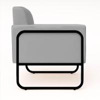 Poltrona Sala Industrial Alta Tubo Preto Elisa Veludo Cinza D03 - D'rossi - 2