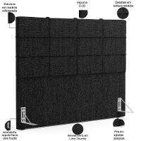 Cabeceira Cama Box Casal 140 Cm Roma W01 Linho Chumbo - Lyam