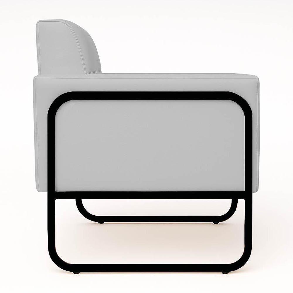 Poltrona Sala Industrial Alta Tubo Preto Kit 2 Elisa Sintético Cinza D03 - D'rossi - 7