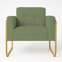 Poltrona Sala Industrial Alta Tubo Dourado Elisa Bouclê Pistache D03 - D'rossi - 2