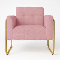 Poltrona Sala Industrial Alta Tubo Dourado Elisa Bouclê D03 - D'rossi Cor Rose - 2