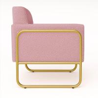 Poltrona Sala Industrial Alta Tubo Dourado Elisa Bouclê D03 - D'rossi Cor Rose - 6