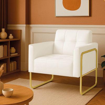 Poltrona Sala Industrial Alta Tubo Dourado Elisa Sintético Branco D03 - D'rossi