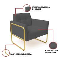 Poltrona Sala Industrial Alta Tubo Dourado Elisa Bouclê D03 - D'rossi Cor Grafite - 3