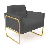 Poltrona Sala Industrial Alta Tubo Dourado Elisa Bouclê D03 - D'rossi Cor Grafite - 5