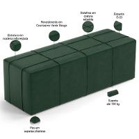 Kit Cabeceira Cama Box Queen 160cm Com Calçadeira Roma W01 Couríssimo Verde - Lyam - 6