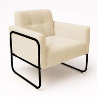 Poltrona Sala Industrial Alta Tubo Preto Kit 2 Elisa Bouclê D03 - D'rossi Cor Bege - 6