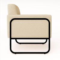 Poltrona Sala Industrial Alta Tubo Preto Kit 2 Elisa Bouclê D03 - D'rossi Cor Bege - 7