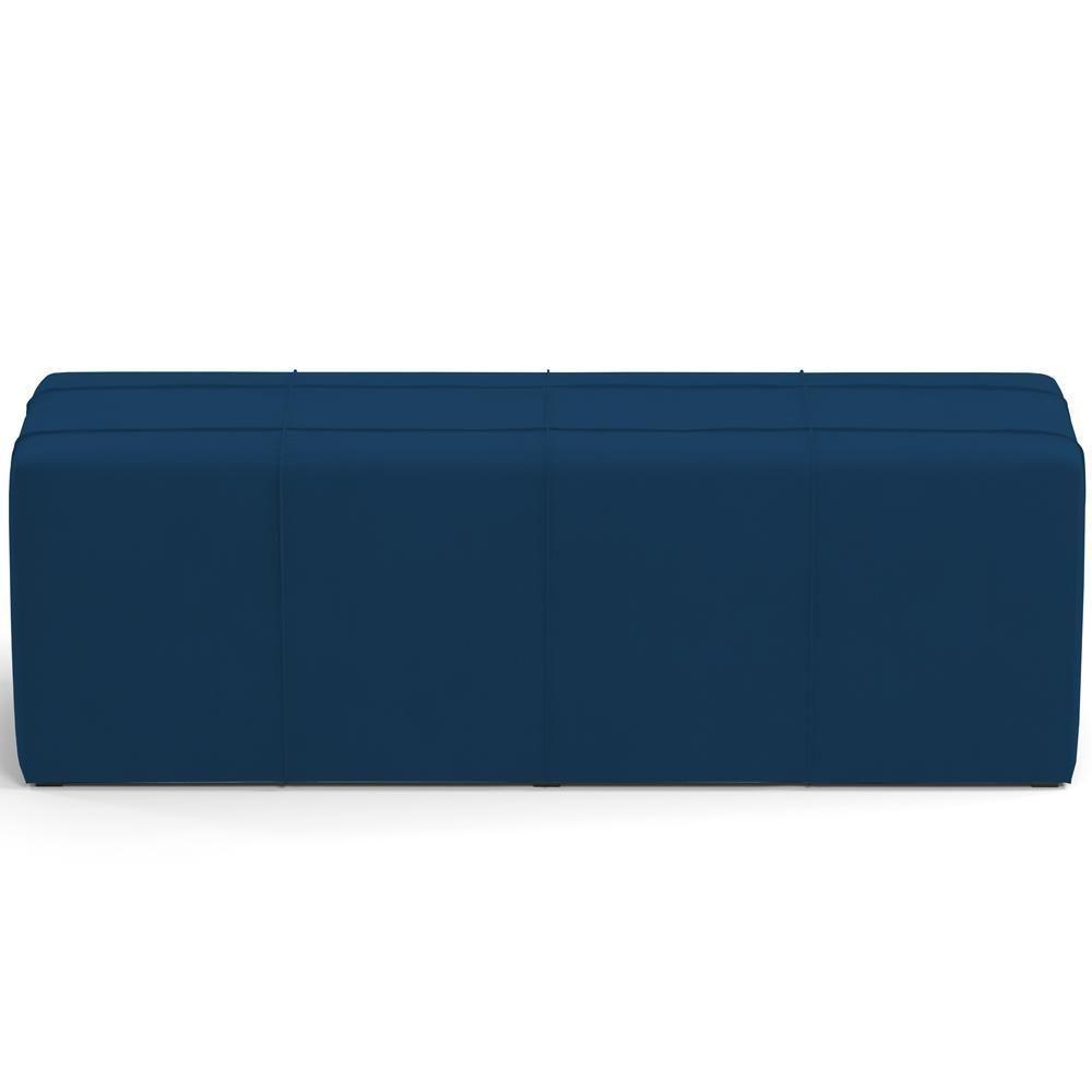 Kit Cabeceira Cama Box Casal 140cm Com Calçadeira Roma W01 Suede Azul Marinho - Lyam - 10
