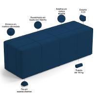 Kit Cabeceira Cama Box Casal 140cm Com Calçadeira Roma W01 Suede Azul Marinho - Lyam - 6