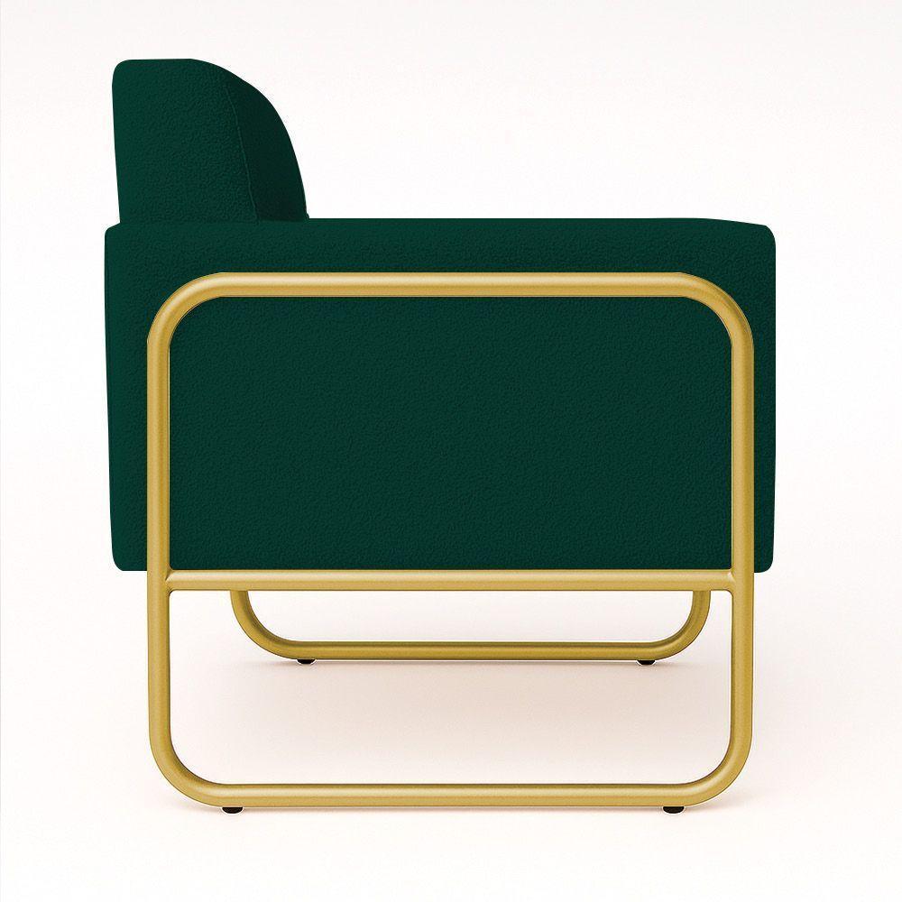 Poltrona Sala Industrial Alta Tubo Dourado Elisa Bouclê D03 - D'rossi Cor Verde - 6