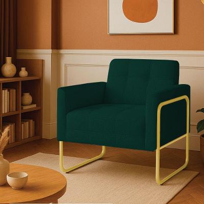 Poltrona Sala Industrial Alta Tubo Dourado Elisa Bouclê D03 - D'rossi Cor Verde