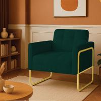 Poltrona Sala Industrial Alta Tubo Dourado Elisa Bouclê D03 - D'rossi Cor Verde - 1