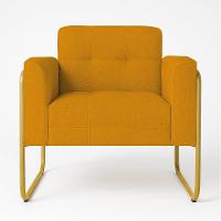 Poltrona Sala Industrial Alta Tubo Dourado Elisa Bouclê Mostarda D03 - D'rossi - 2