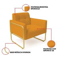 Poltrona Sala Industrial Alta Tubo Dourado Elisa Bouclê Mostarda D03 - D'rossi - 3