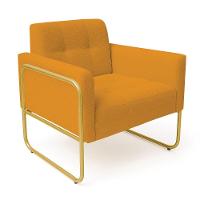 Poltrona Sala Industrial Alta Tubo Dourado Elisa Bouclê D03 - D'rossi Cor Mostarda - 5