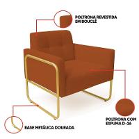 Poltrona Sala Industrial Alta Tubo Dourado Elisa Bouclê D03 - D'rossi Cor Terra - 3