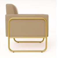 Poltrona Sala Industrial Alta Tubo Dourado Kit 2 Elisa Suede Marrom Rato D03 - D'rossi - 7