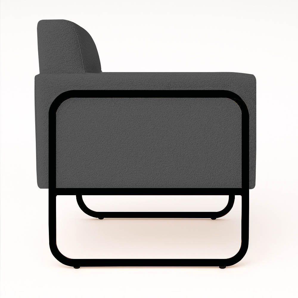 Poltrona Sala Industrial Alta Tubo Preto Elisa Bouclê D03 - D'rossi Cor Grafite - 4