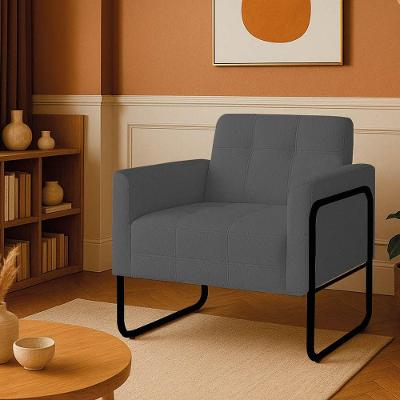 Poltrona Sala Industrial Alta Tubo Preto Elisa Bouclê D03 - D'rossi Cor Grafite