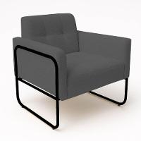 Poltrona Sala Industrial Alta Tubo Preto Elisa Bouclê D03 - D'rossi Cor Grafite - 3