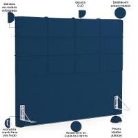 Kit Cabeceira Cama Box Queen 160cm Com Calçadeira Roma W01 Suede Azul Marinho - Lyam - 5