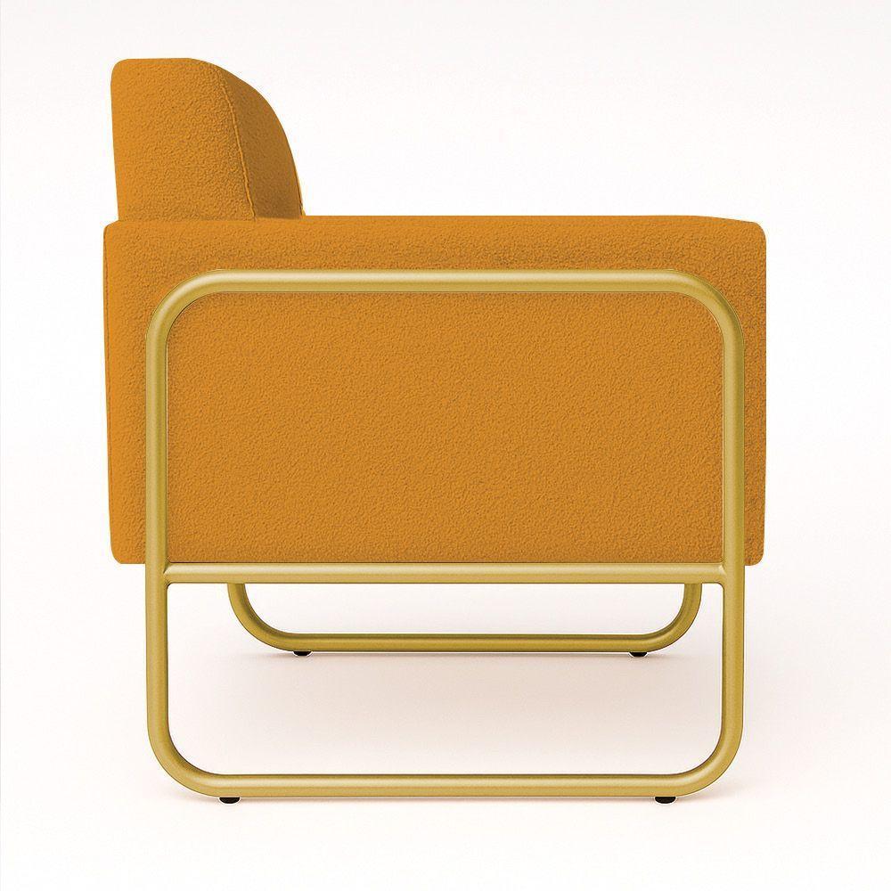 Poltrona Sala Industrial Alta Tubo Dourado Kit 2 Elisa Bouclê D03 - D'rossi Cor Mostarda - 7